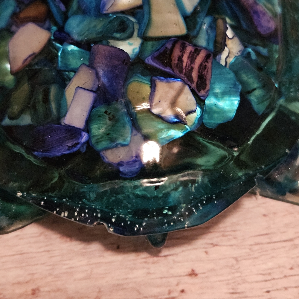 Handcrafted Resin Sea Turtle Sculpture - Blue and Green - Picture 4 of 10
